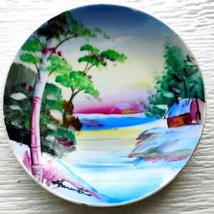 Vintage 1920's Hand painted Plate Ceramic Hanging Home Decor Japan H-4
